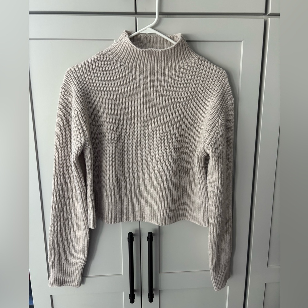 Calvin Klein Jeans Cream Mock Neck Cropped Sweater XS